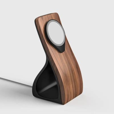 MagSafe Charging Stand Sculptural Walnut Wood Mount