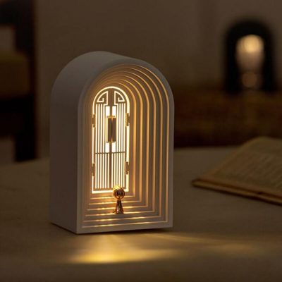 Room Decor Night Light with Arch Illusion Ceramic-Style Lamp