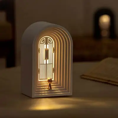 Room Decor Night Light with Arch Illusion Ceramic-Style Lamp