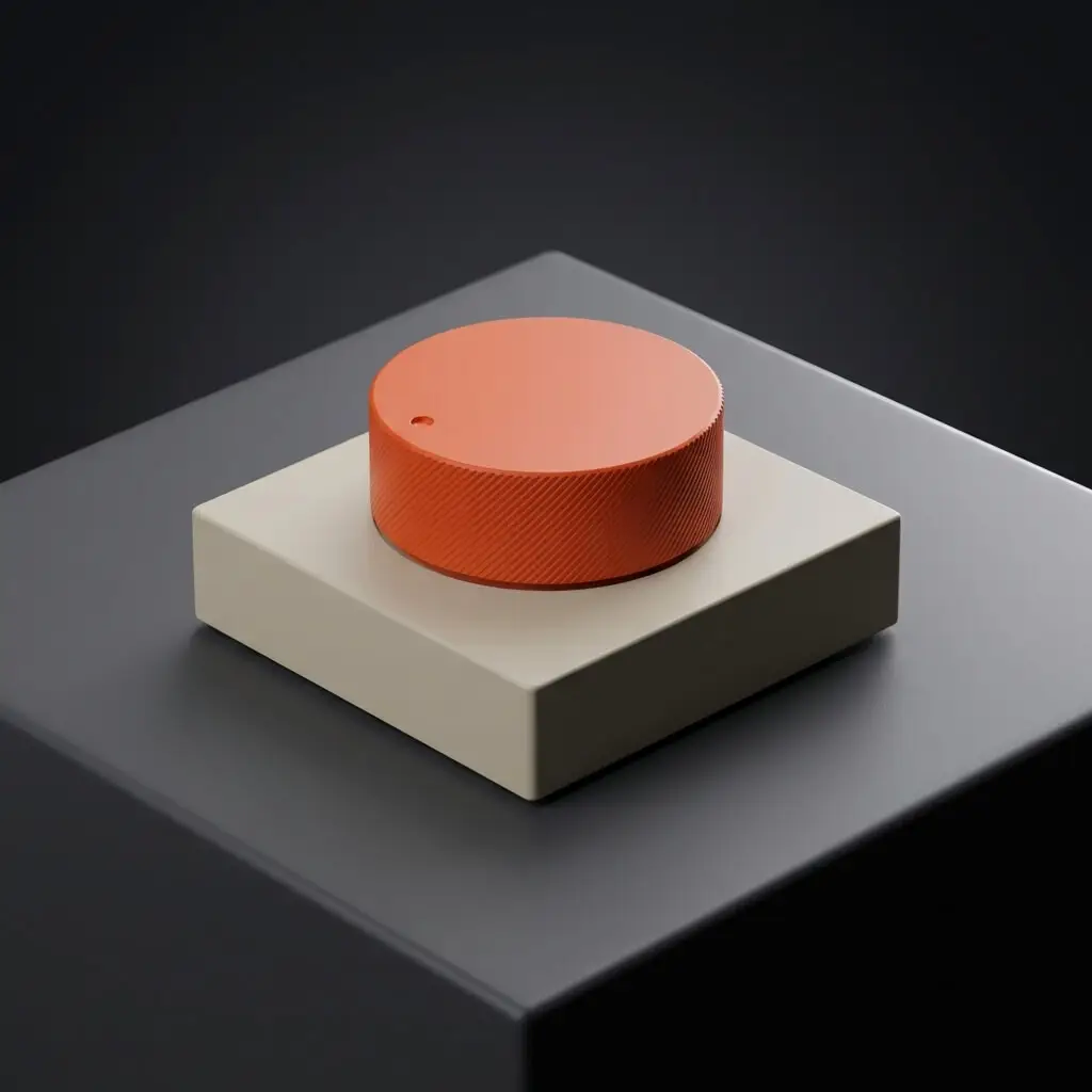 Close up of the tactile orange aluminum dial controller