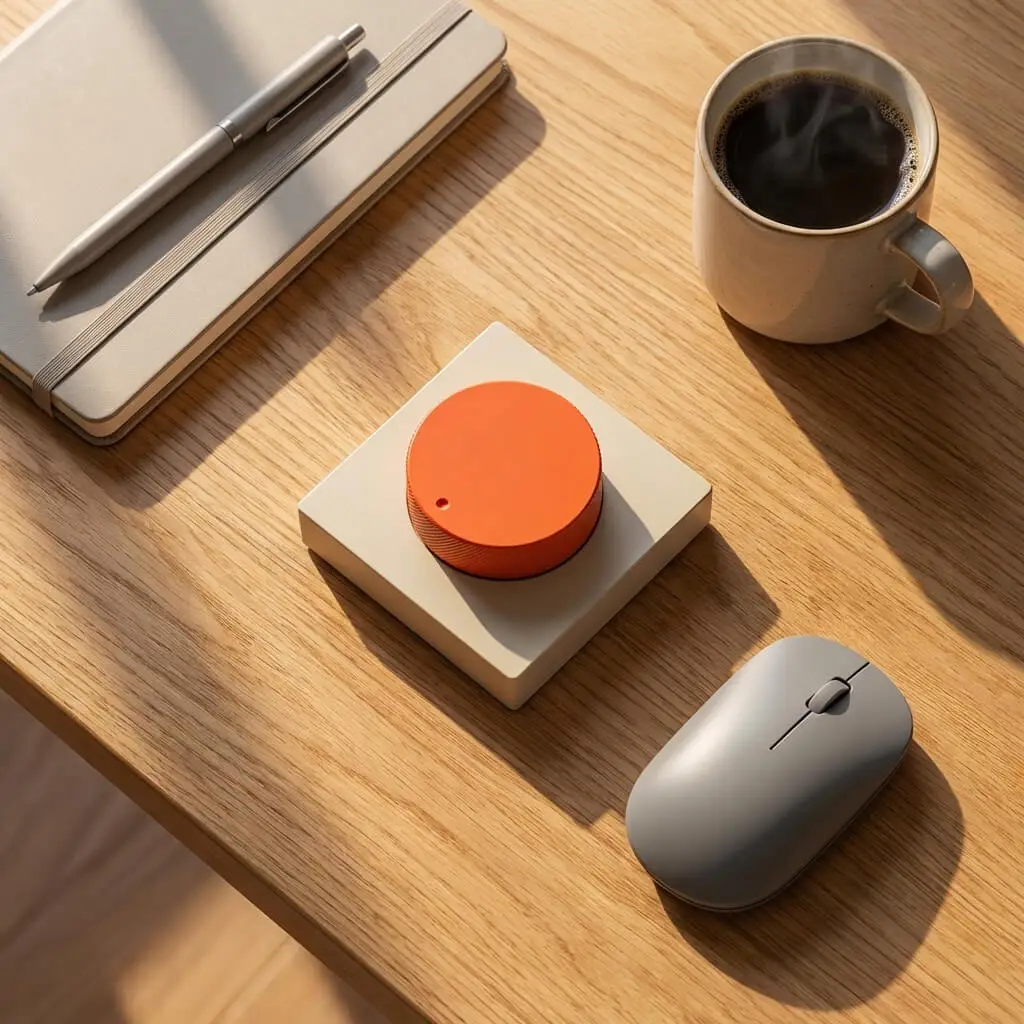 Overhead view of the minimalist matte base of the wireless bluetooth controller