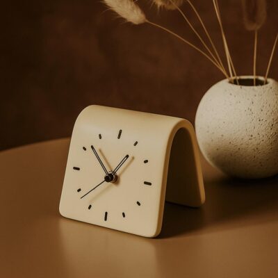 Minimalist Desktop Clock Folded L-Shape Ceramic Table Clock