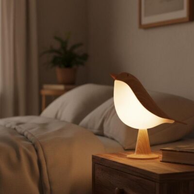 Bird Desk Lamp with Soft Diffused Light Wooden Table Lamp