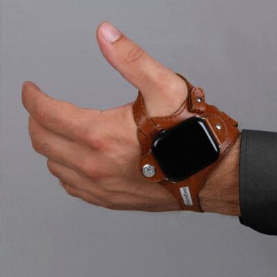 Ergonomic Smartwatch Hand Band with Thumb Anchor Leather