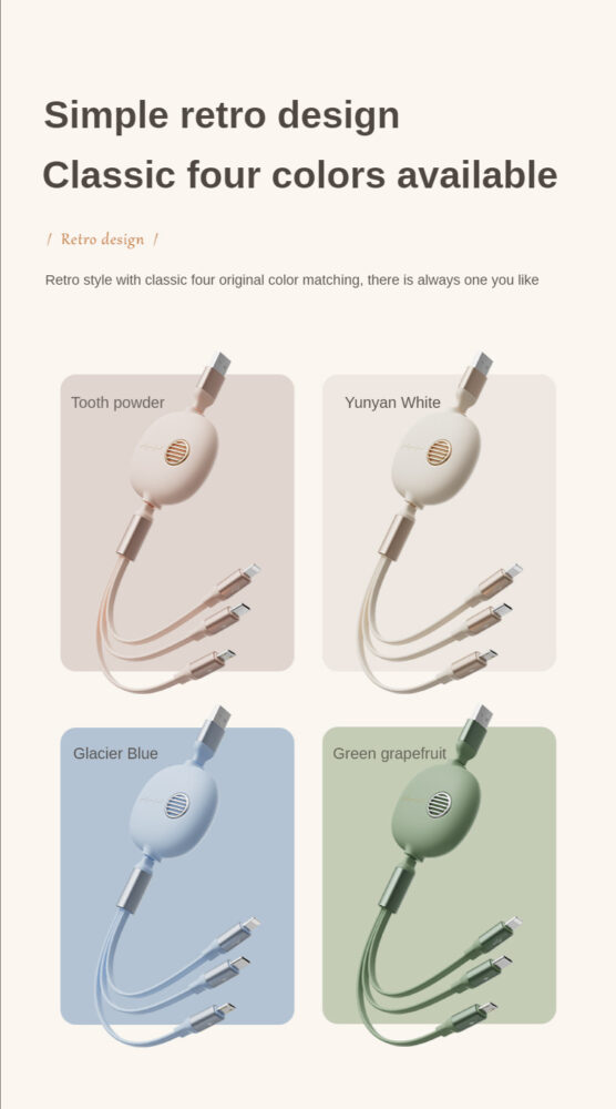 Retro retractable three-in-one data cable » Gift² for you @iregee.com